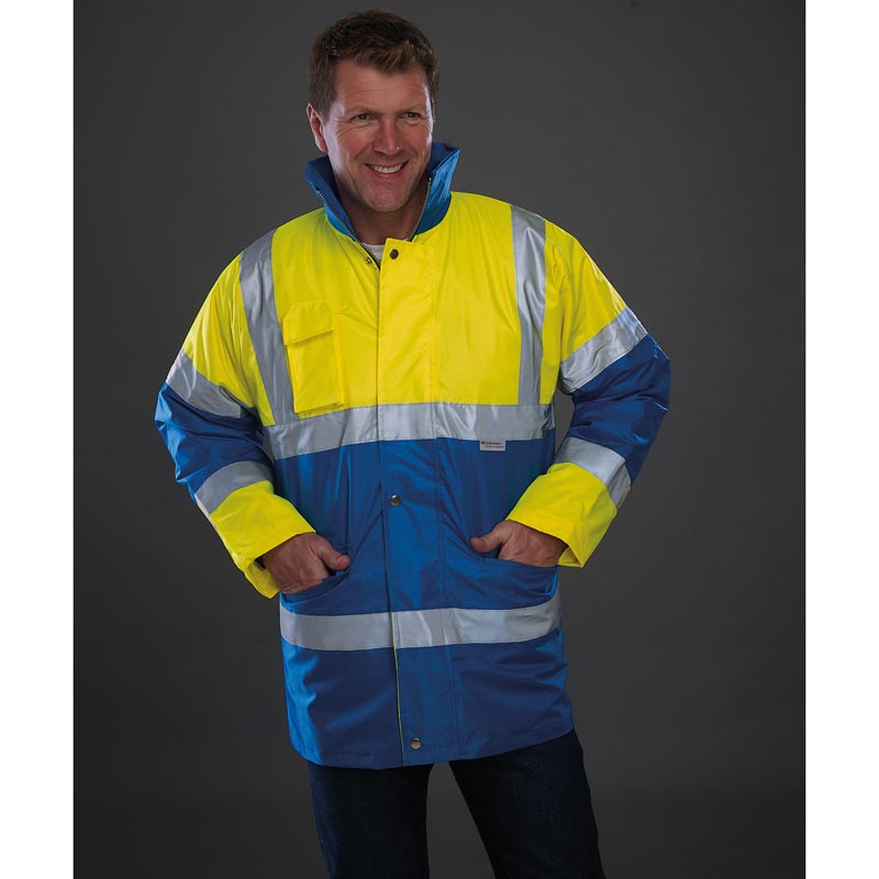 Hi-vis contrast jacket (HVP303) - Yellow/Royal Blue S